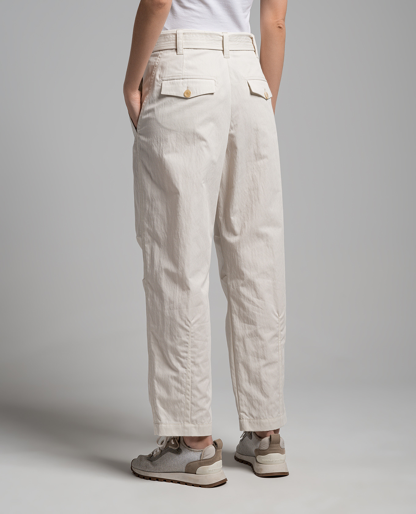 

White pants with logo engraving Brunello Cucinelli