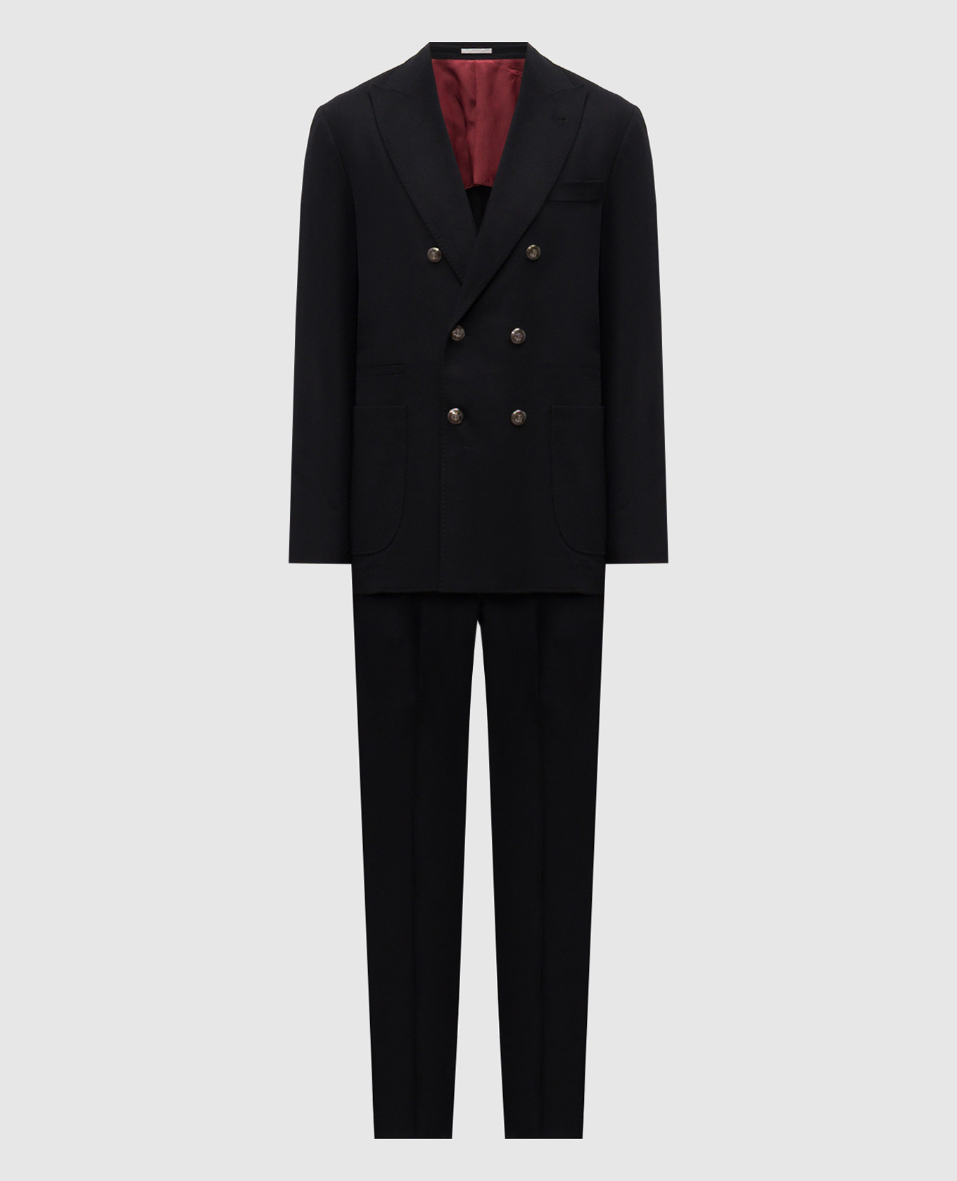 

Black double-breasted wool and cashmere suit Brunello Cucinelli