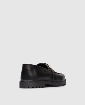 Balmain Children's black leather loafers with logo BX0P56Z1574
