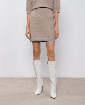 LISA YANG Li beige melange skirt with cashmere 2024276
