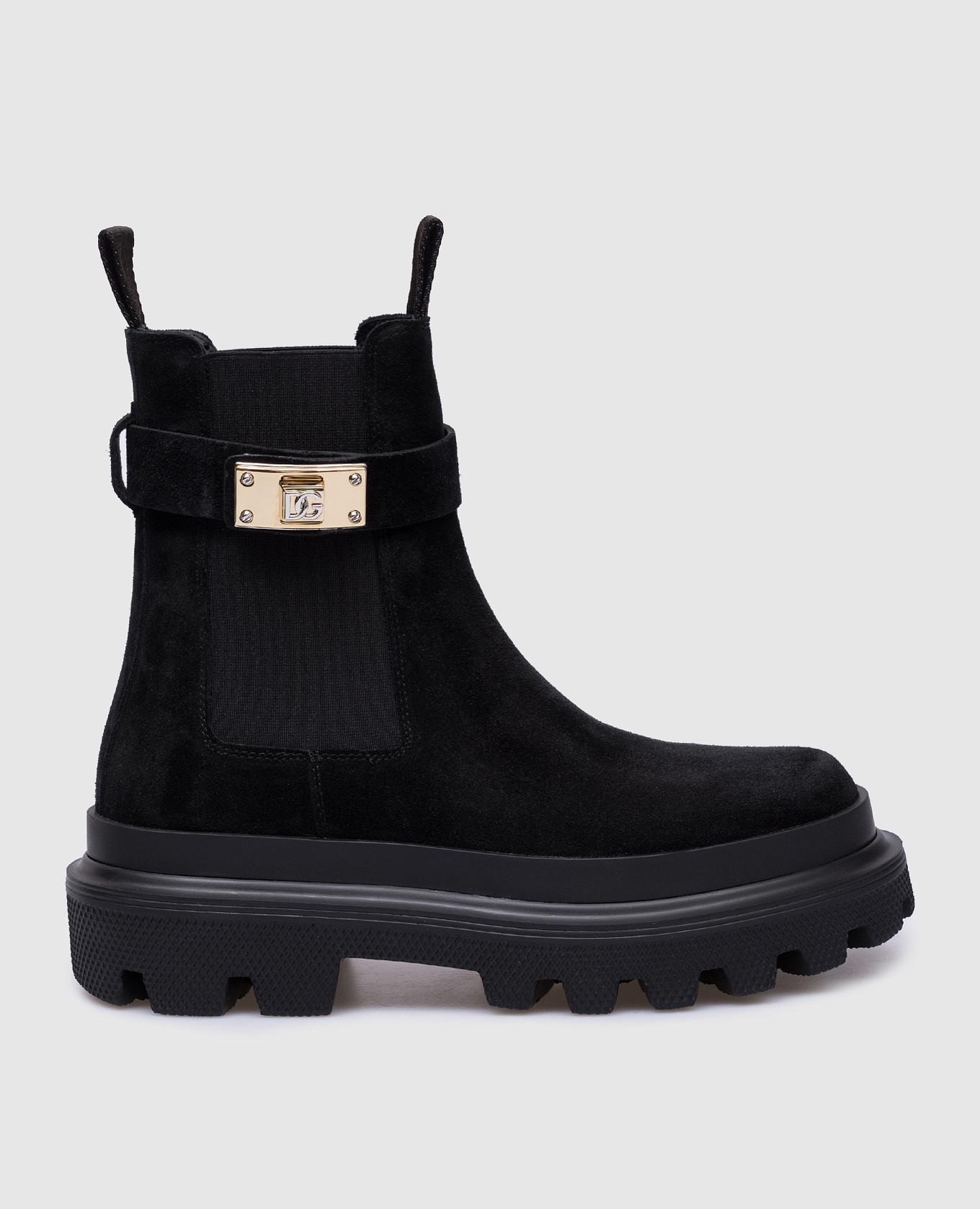 

Black suede Chelsea boots with textured DG logo Dolce&Gabbana, Черный