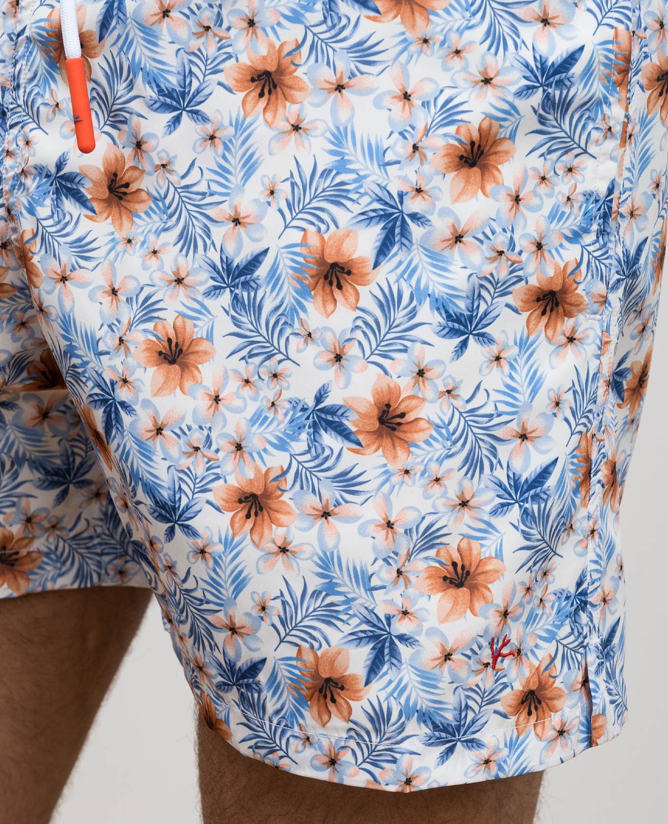 

White floral print swim shorts with logo emblem ISAIA