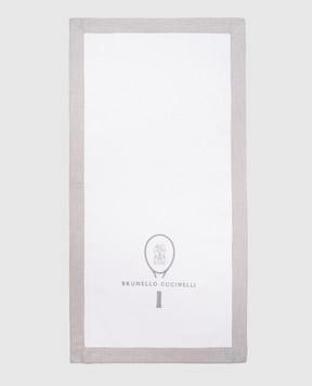 Brunello Cucinelli White towel with logo emblem embroidery ML925TN67T