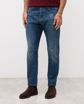Brunello Cucinelli Blue jeans with logo patch M0Z37X2340
