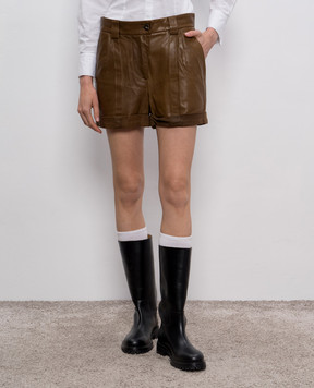Brunello Cucinelli Brown leather shorts MPBISP1347