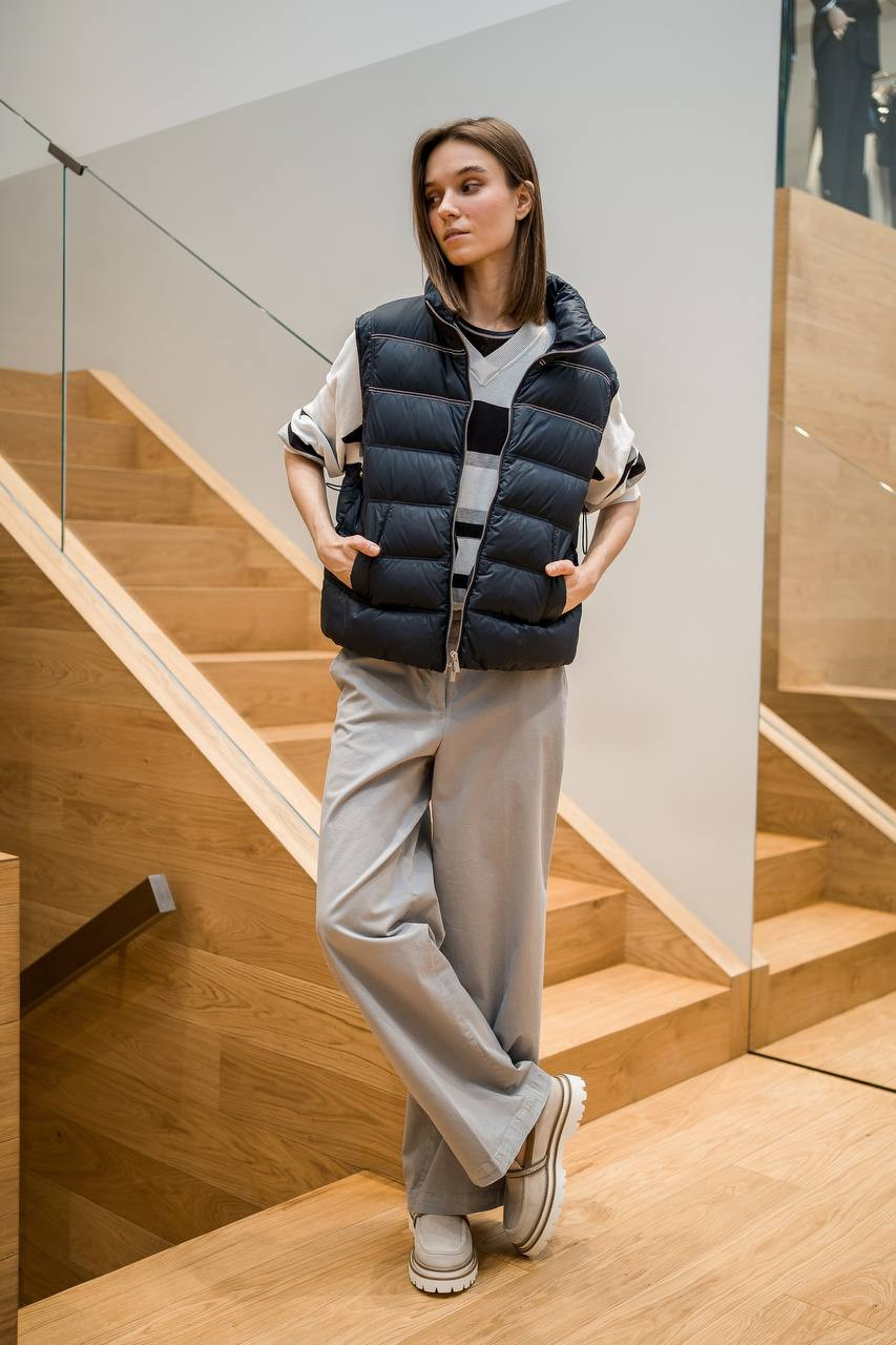 

Blue down vest with monil chain Peserico