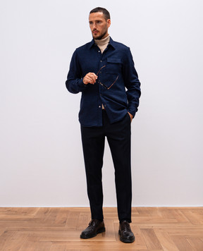 Kiton Blue shirt with wool and silk UMCBUBAK0170E