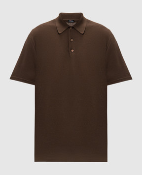 Kiton Khaki polo shirt with pattern UMK0706