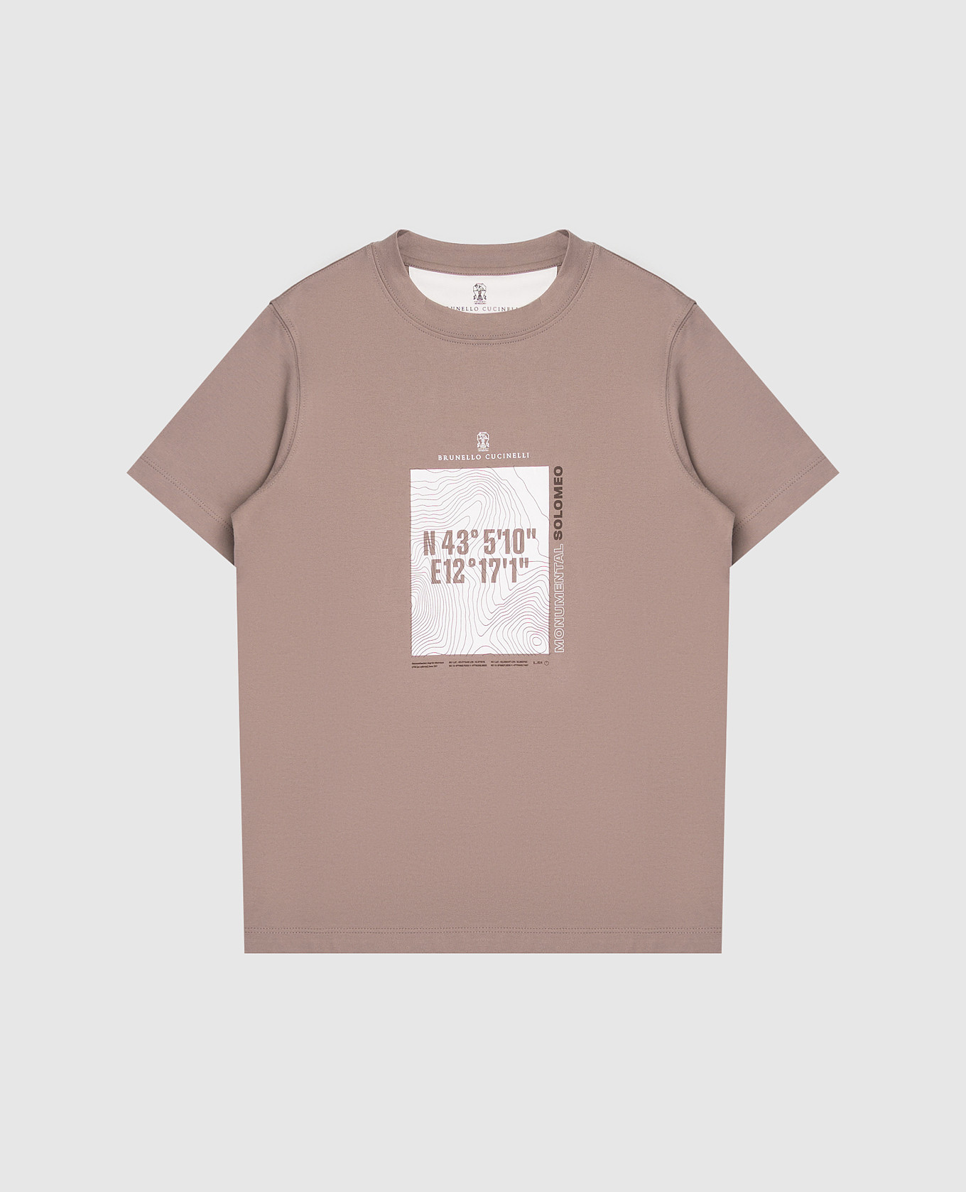 Children&#39;s brown T-shirt with branded print Brunello Cucinelli