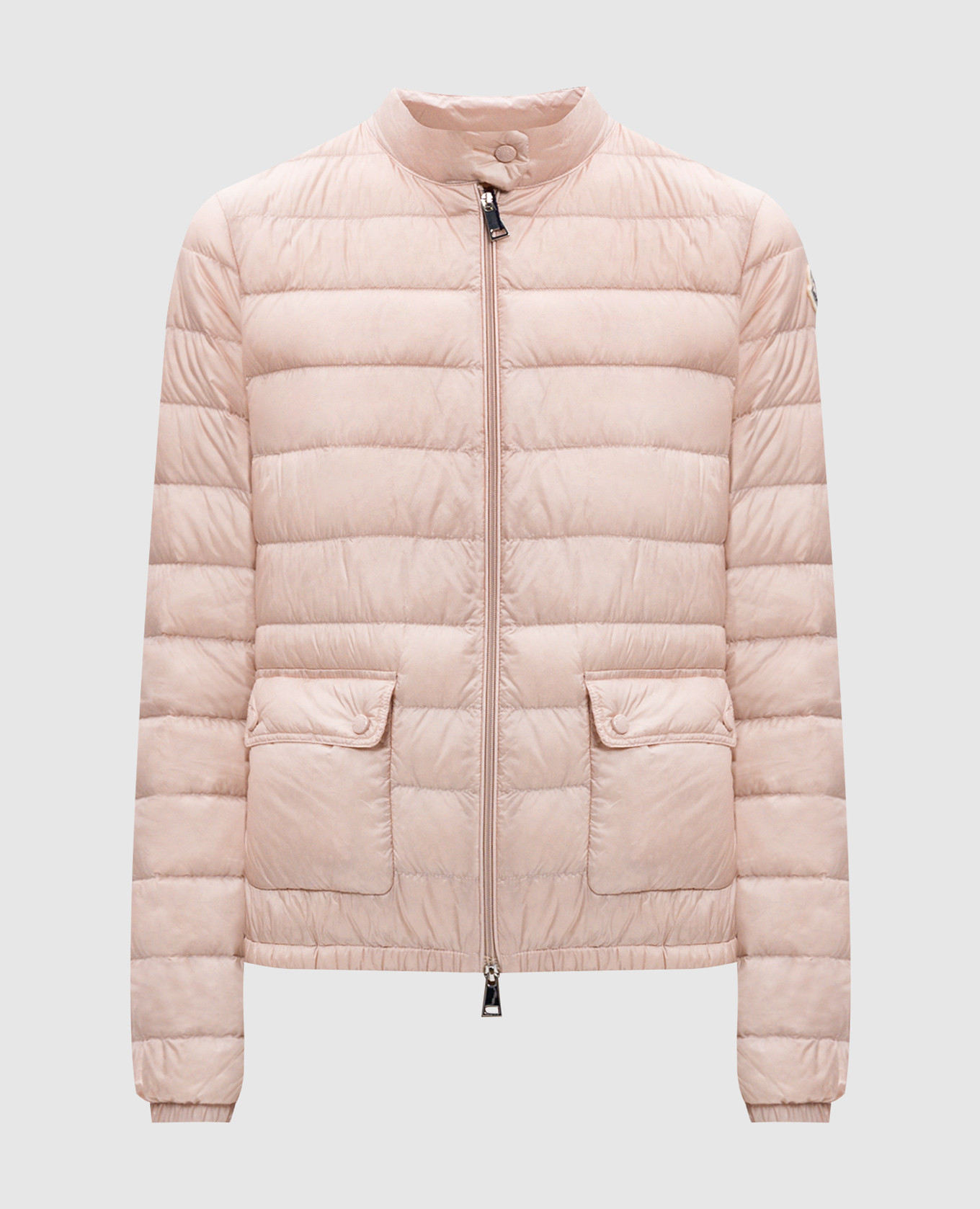 

Pink quilted down jacket with logo patch Moncler