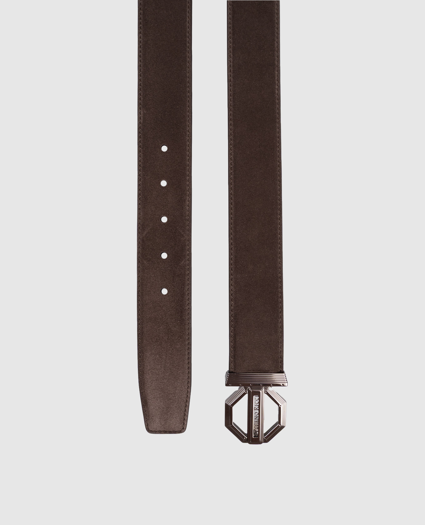 

Brown suede belt with logo Stefano Ricci