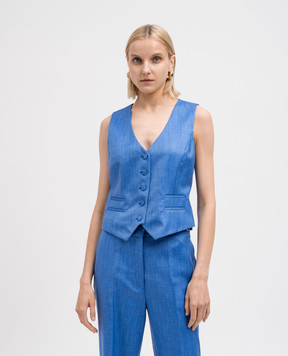 Gabriela Hearst Blue Coleridge waistcoat in wool, silk and linen 2245017W035