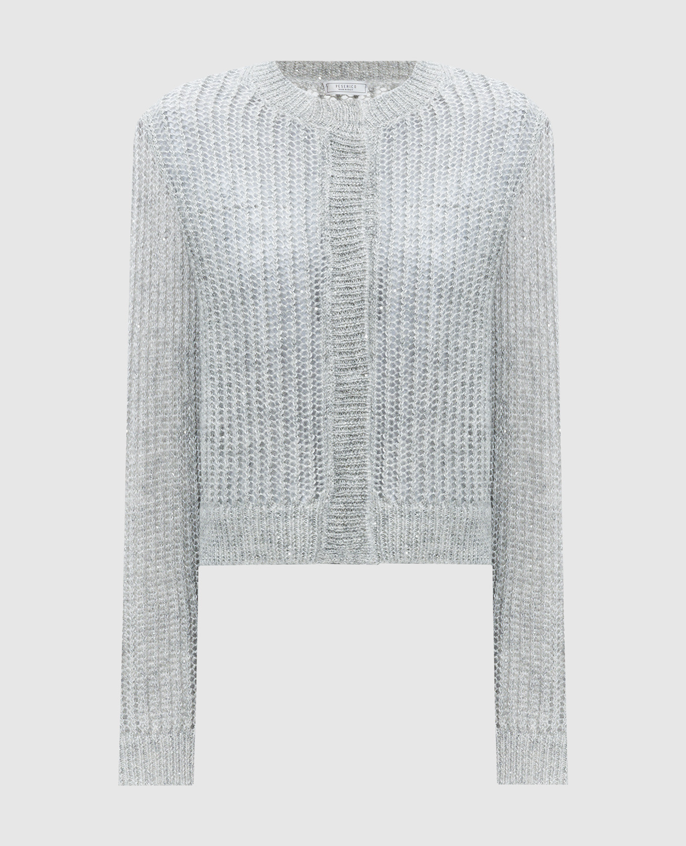 Gray wool cardigan with sequins peserico