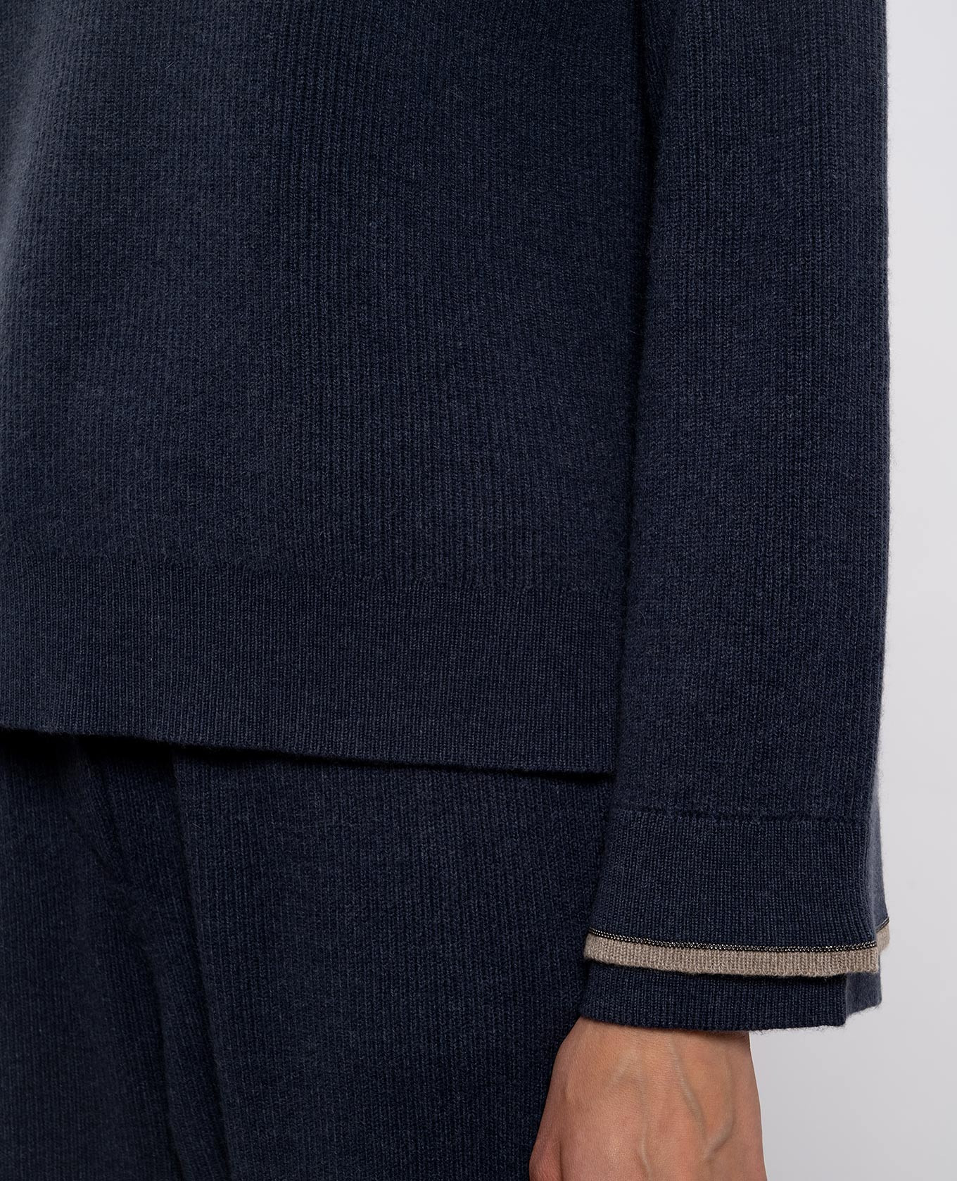 Blue wool, cashmere and silk hooded sweater Brunello Cucinelli 5