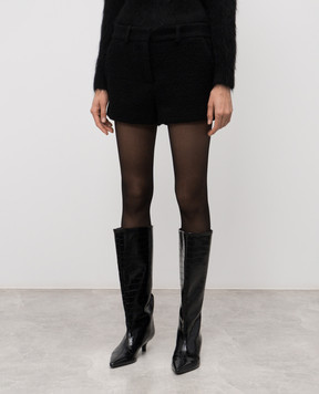 16Arlington Black Inga boucle shorts with wool TR122AW2501