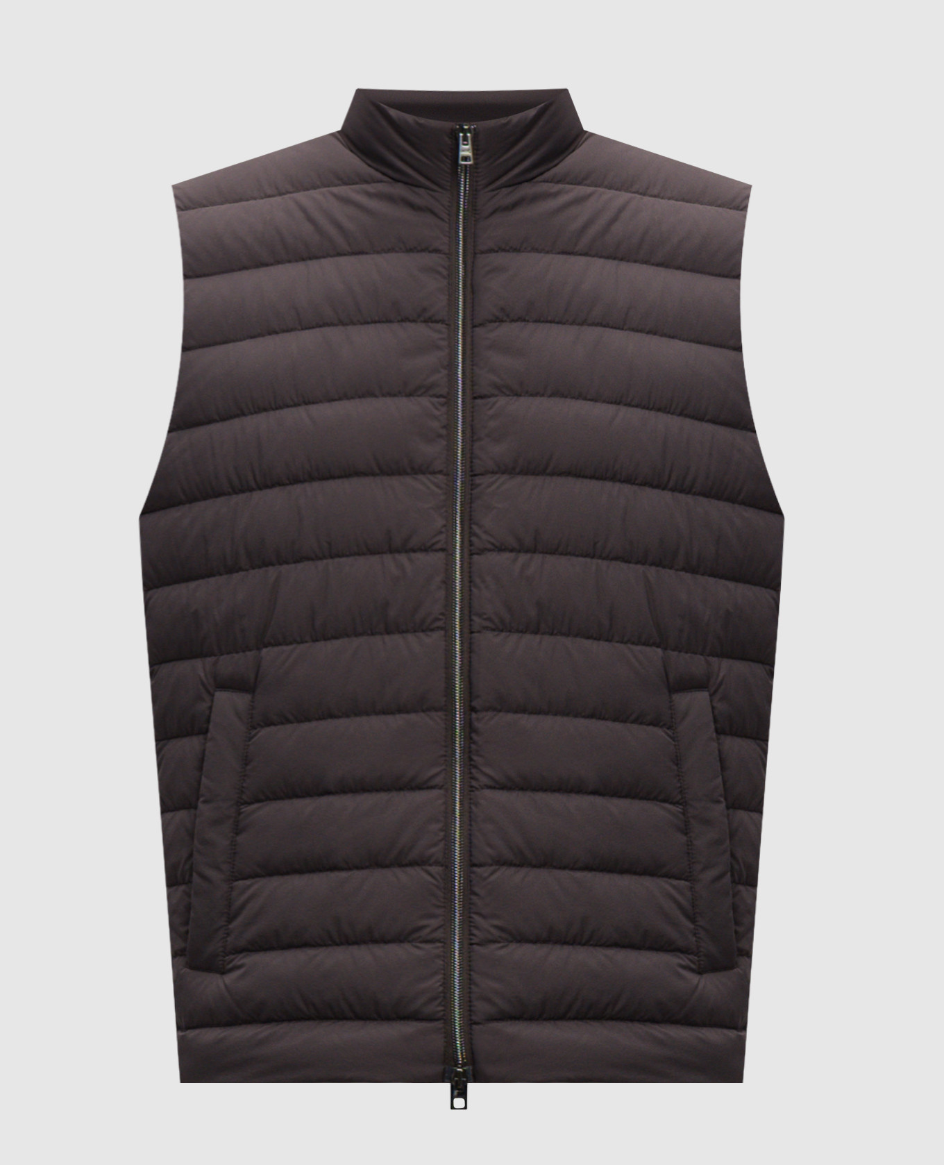 Grey down vest with logo Herno