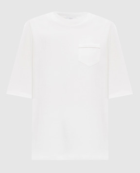 Peserico White T-shirt with a monil chain S06296J005635