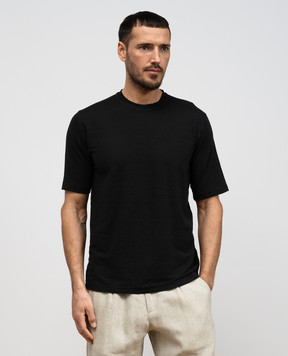 Cashmere&Whiskey Black linen T-shirt TS6452360706F