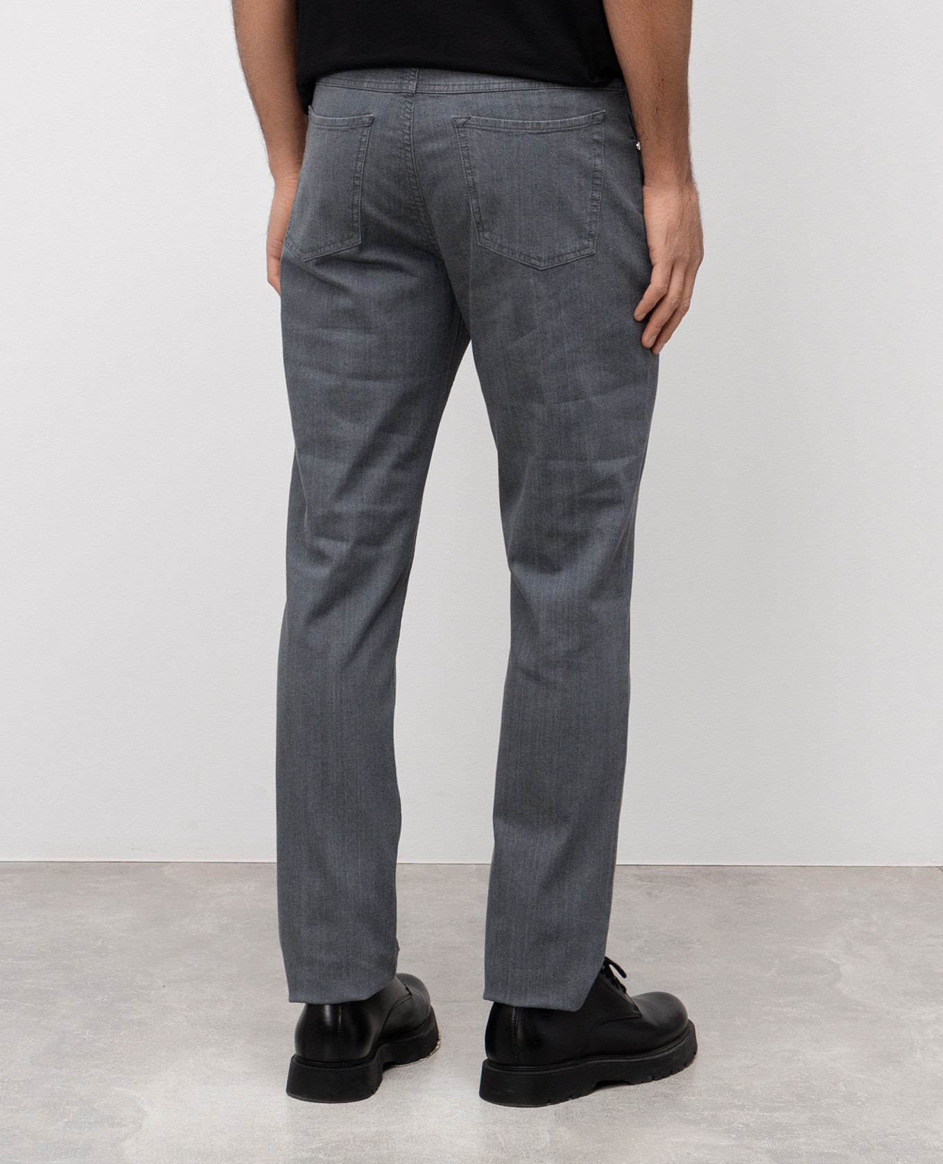 MONOPOLI gray jeans with logo patch Cashmere&Whiskey 4