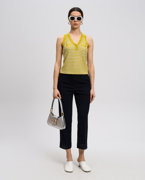 Twinset Green striped top with lurex 251AP3021