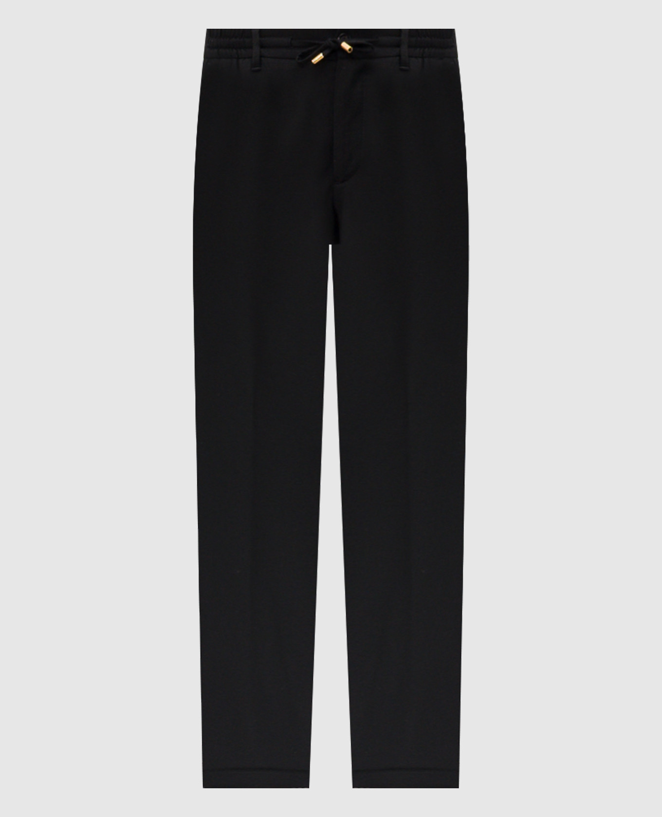 Black wool trousers with brand patch Stefano Ricci