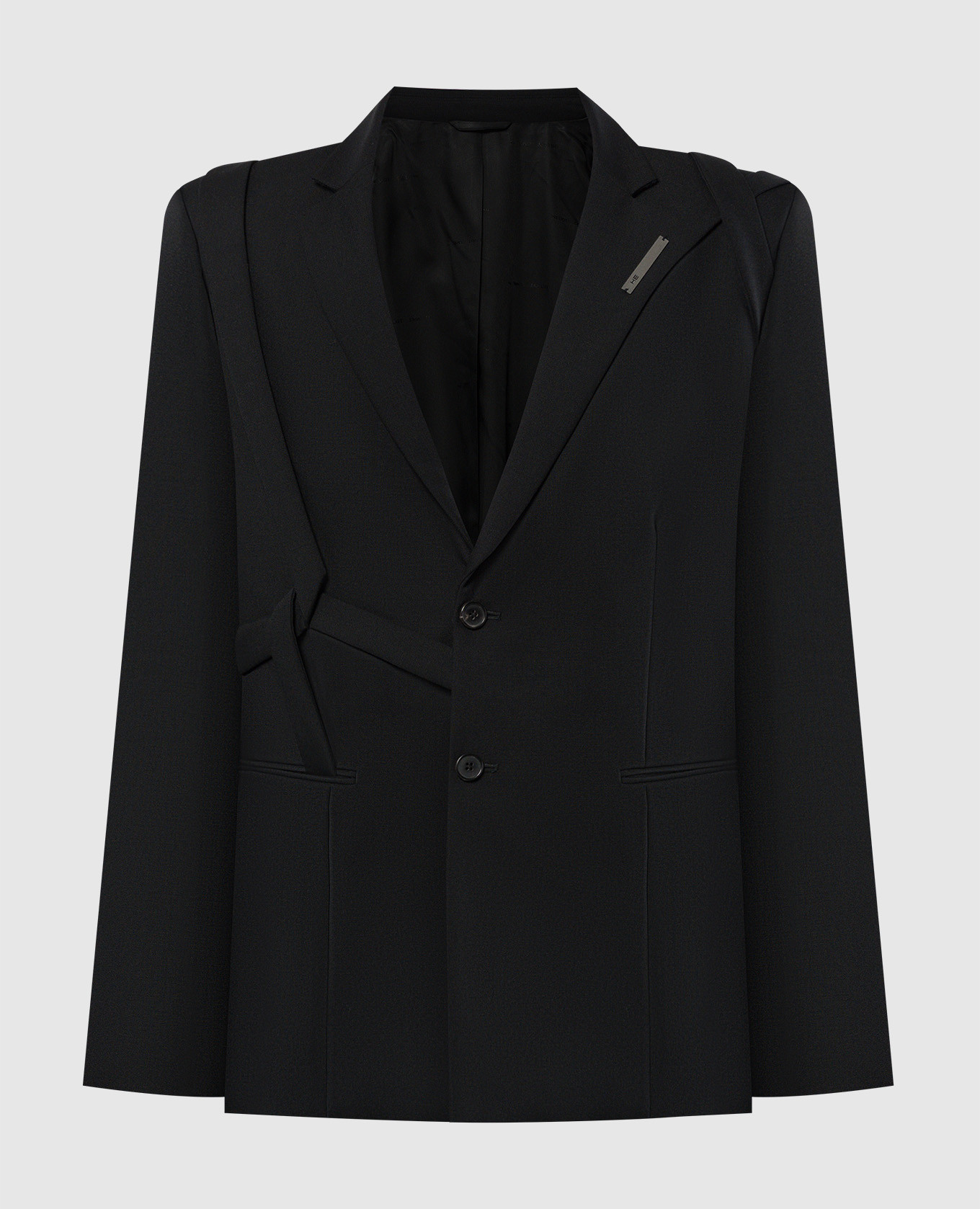 

Black wool blazer with metallic logo Heliot Emil, Черный