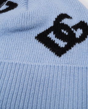 Dolce&Gabbana Blue wool cap with DG logo pattern FXQ05TJCVZM