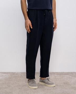 Brunello Cucinelli Blue linen pants M243DE1710