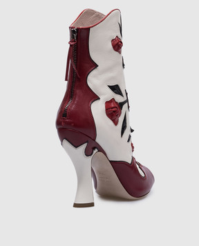 Miu Miu Feather Rose White Leather Ankle Boots 5TP073