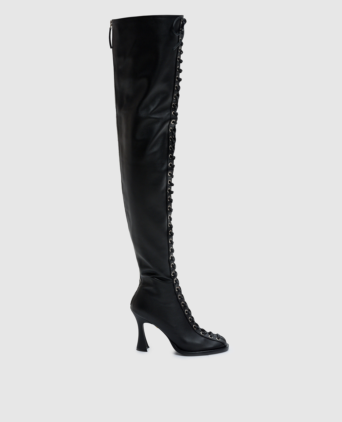 Black leather lace-up boots babe pay pls