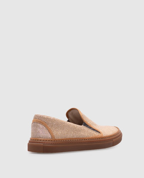 Brunello Cucinelli Gold slip-ons with lurex MZD26G162