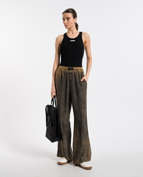 Maison Margiela Black ribbed top with brand patch S50NL0049M20060