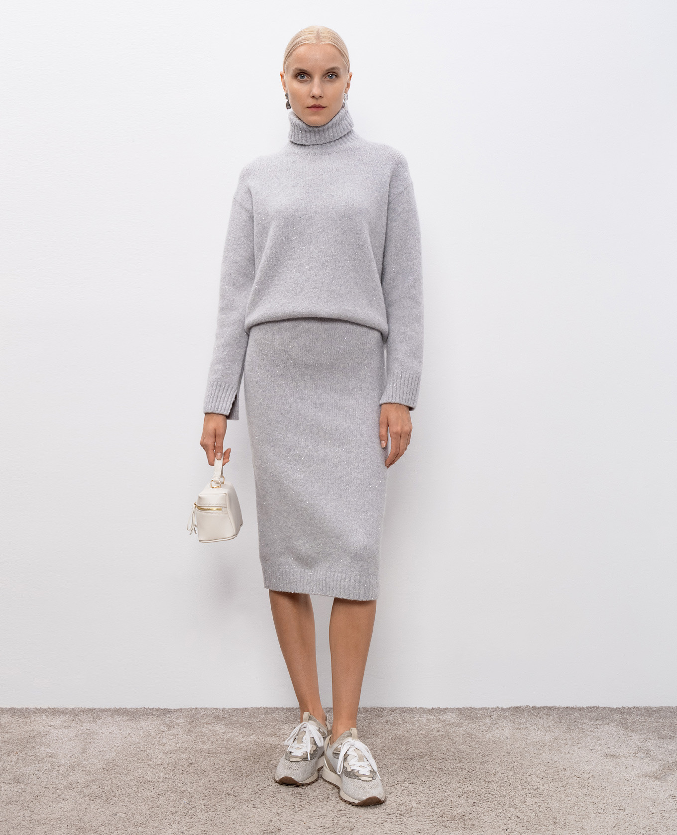 

Gray sweater with wool and cashmere with lurex Peserico, Grey
