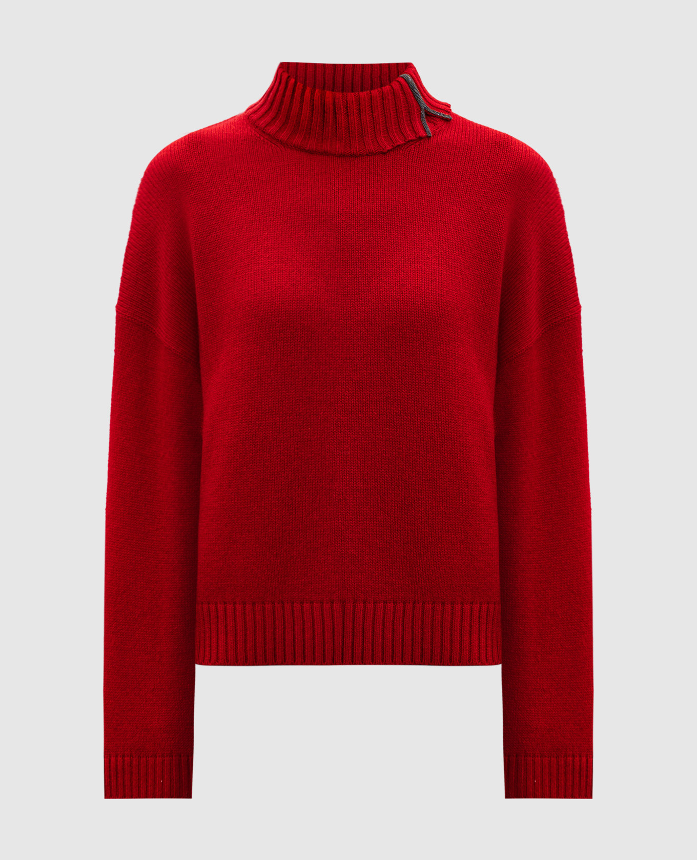 

Red cashmere sweater with monil chain Brunello Cucinelli, Красный