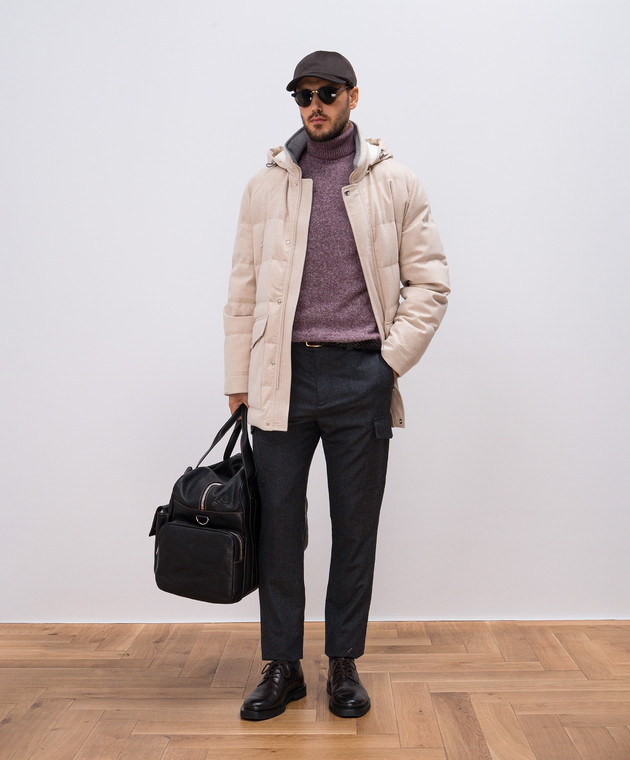 Brunello Cucinelli - Beige down jacket made of wool