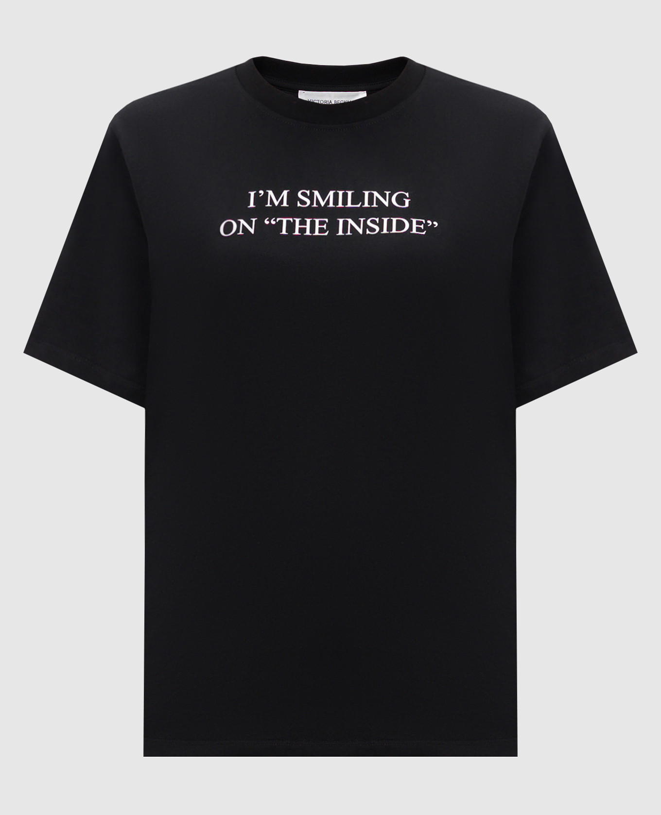 Black t-shirt with a printed inscription victoria beckham