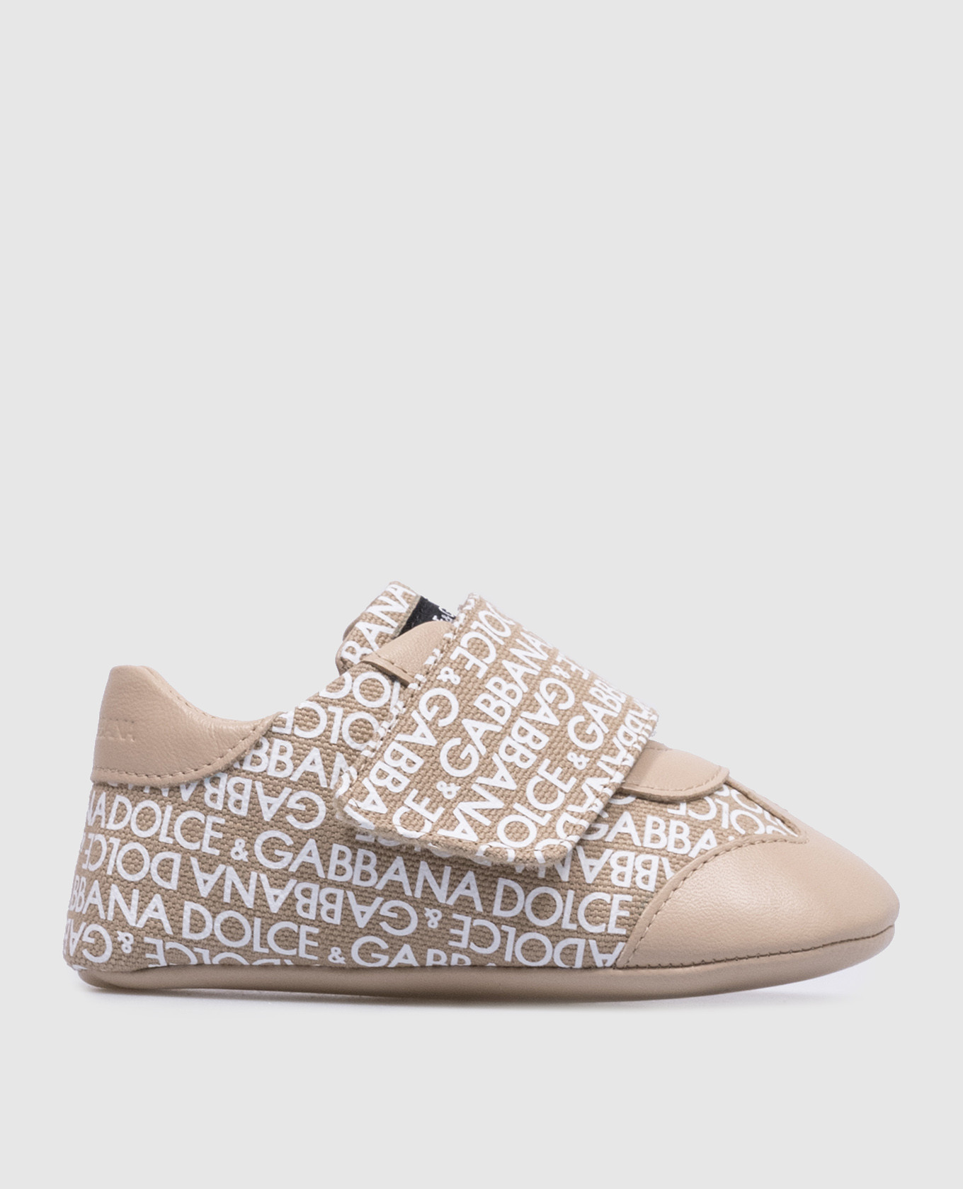 Children's beige combined sneakers with logo print dolce&gabbana