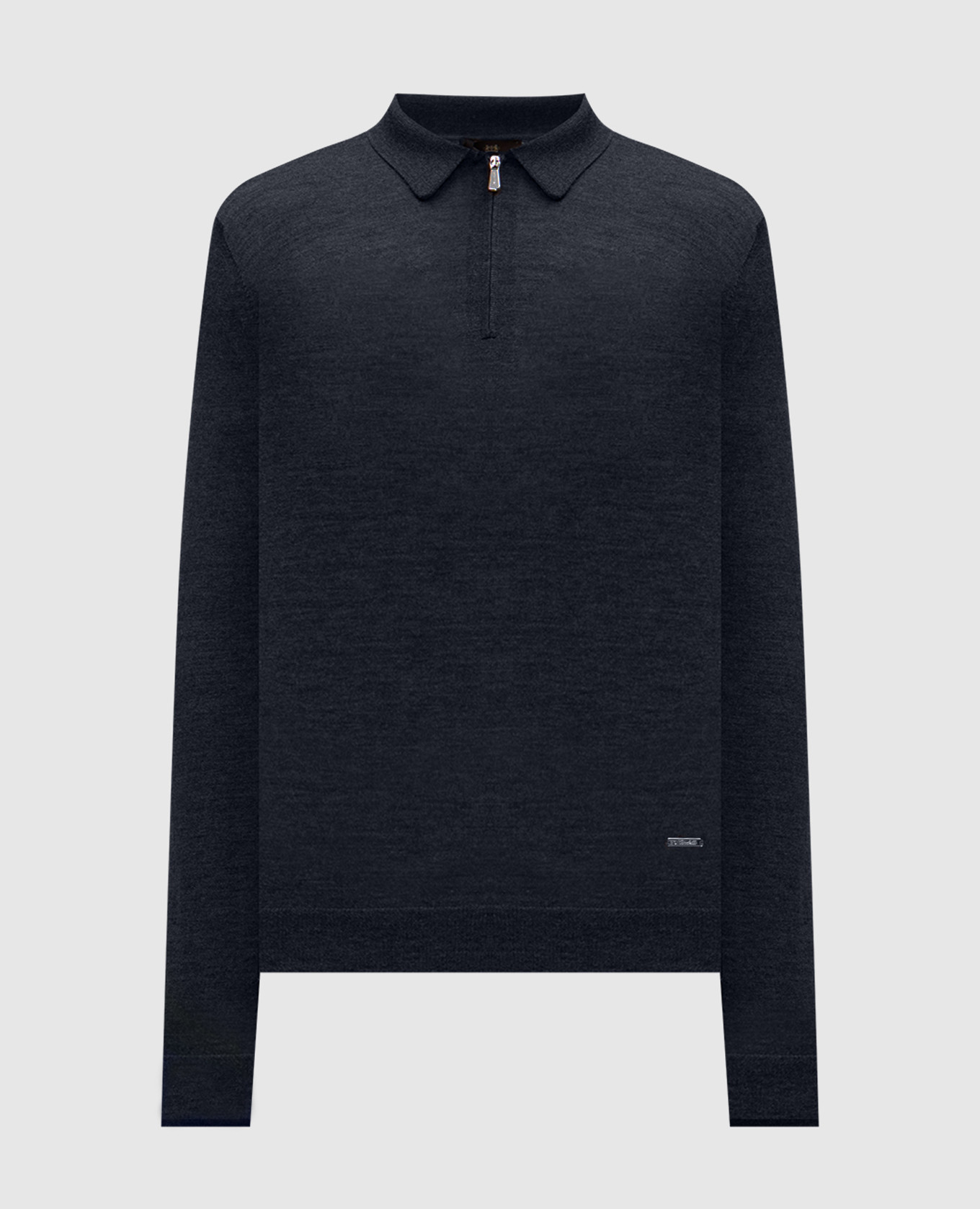 

Gray wool and silk polo with metallic logo Enrico Mandelli, Grey