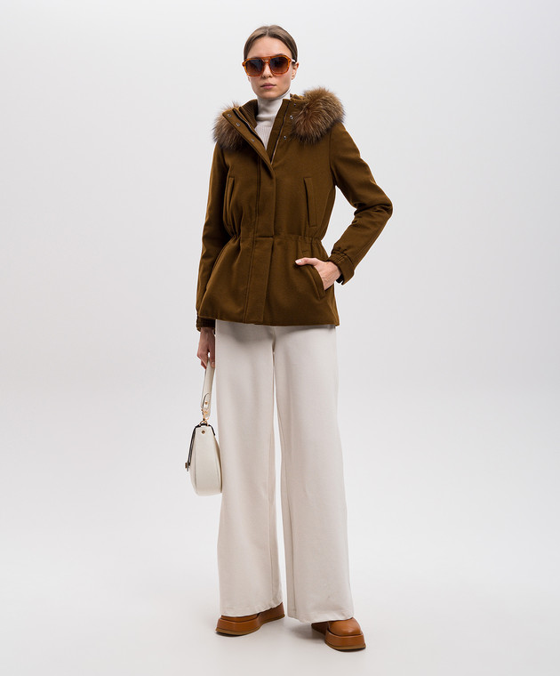 Loro Piana - Brown Icery cashmere parka with fur FAF8086 - shop