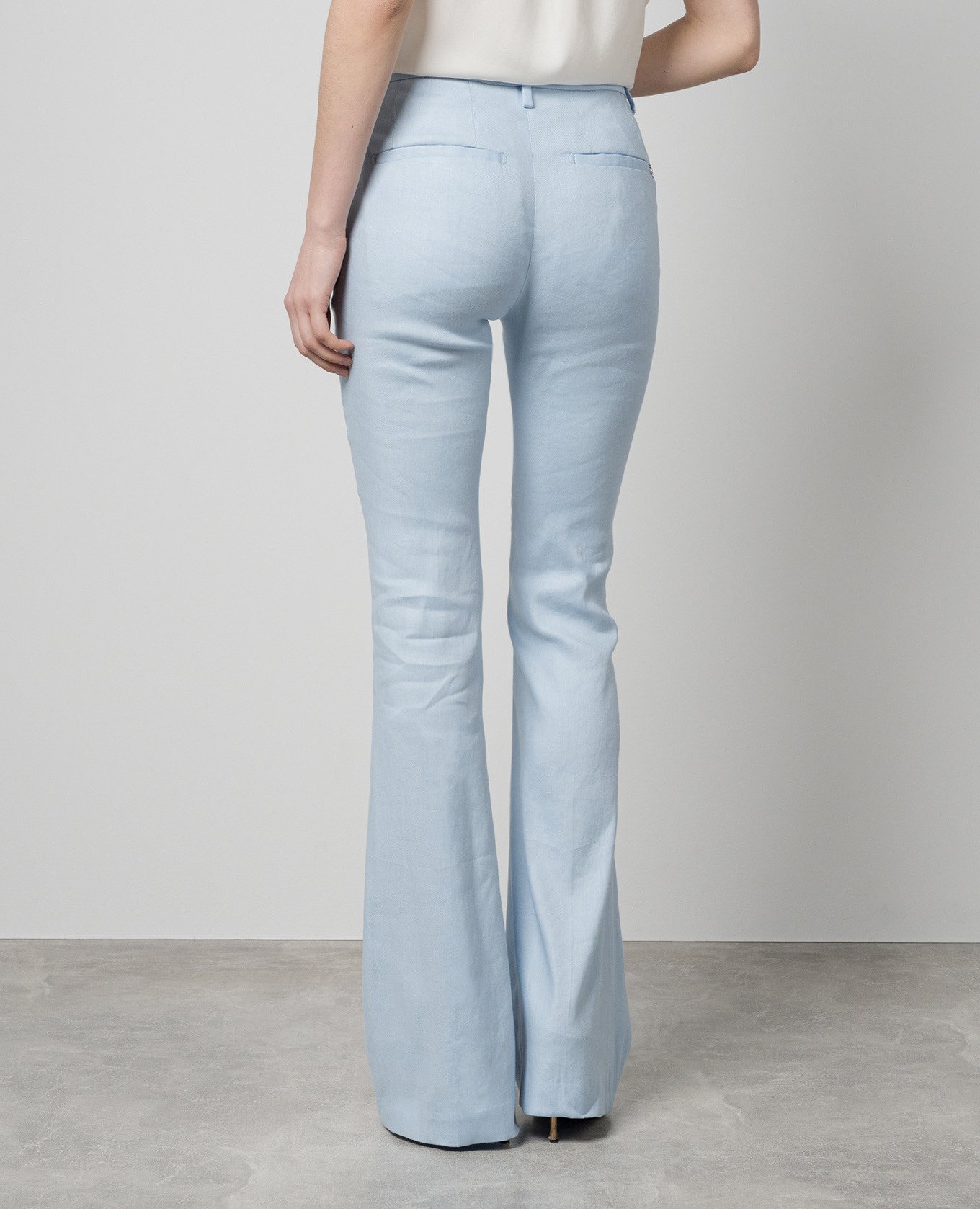 

Blue Tina flared pants with linen Dondup, Light blue