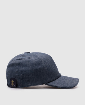 Stefano Ricci Blue linen cap with logo embroidery MCV510004EAL0001