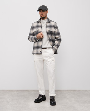 Peserico Gray jacket with wool in a checkered shirt style R5225808855