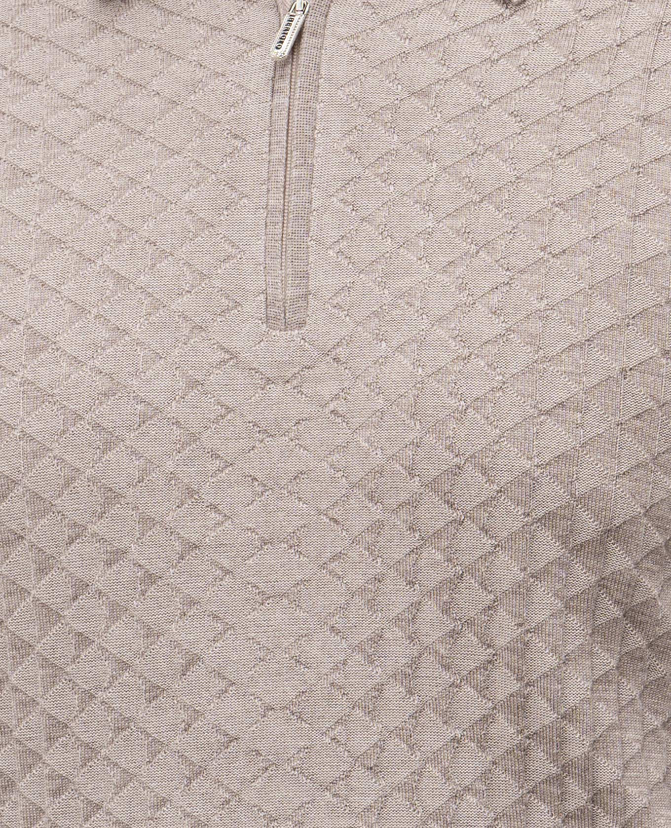 

Beige wool and silk polo shirt with woven pattern Bertolo Cashmere