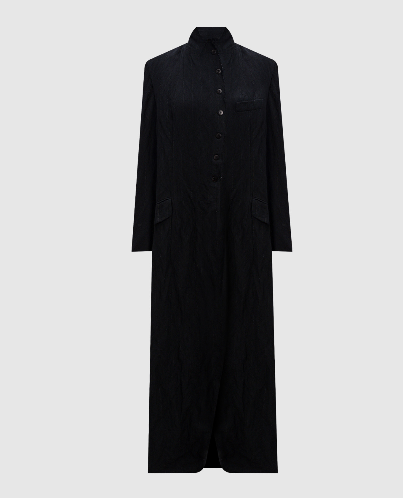 Black striped coat with wool marc le bihan