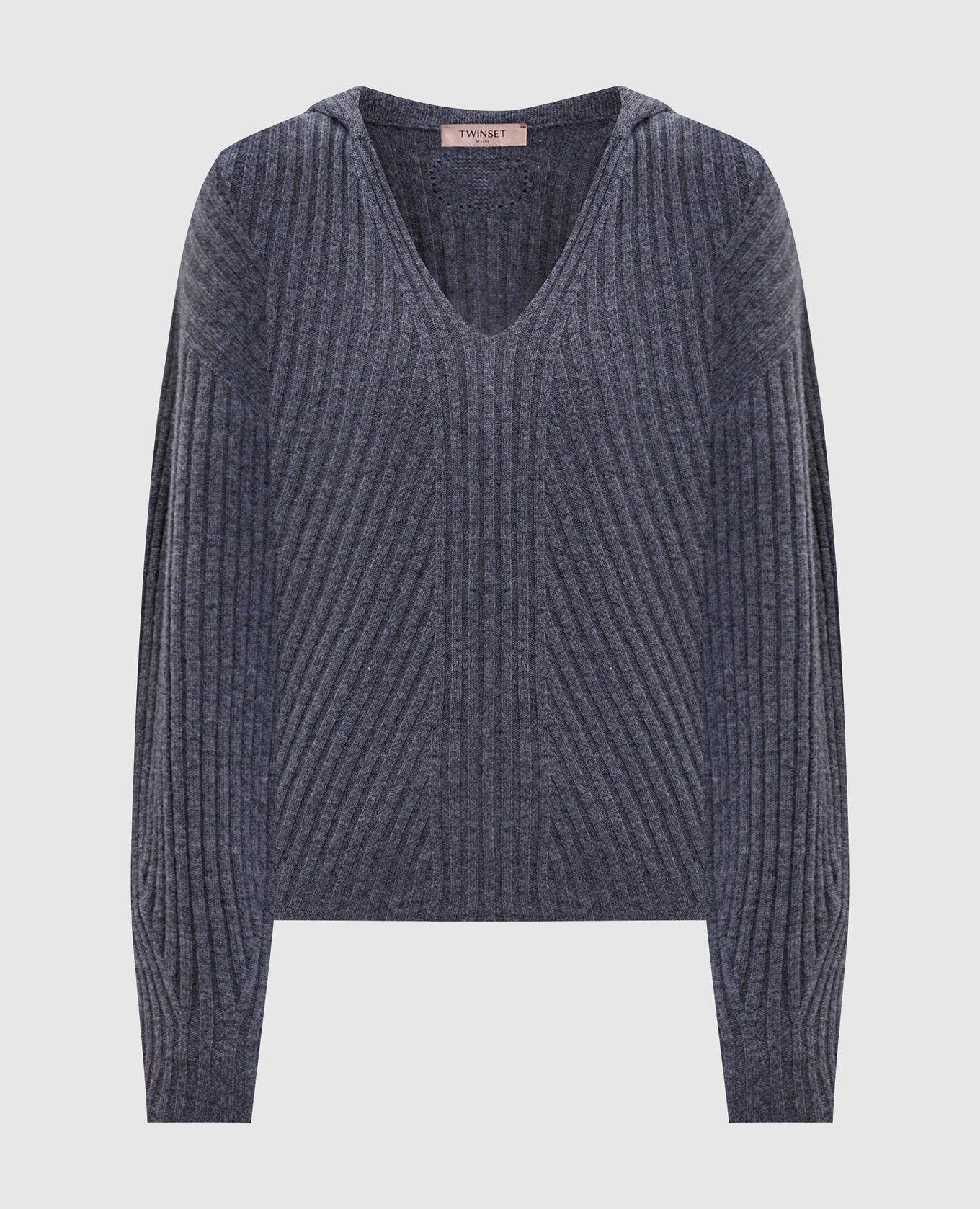 Grey wool and cashmere hooded pullover Twinset