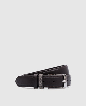 Peserico Brown leather belt with monil chain S32588C0CC481