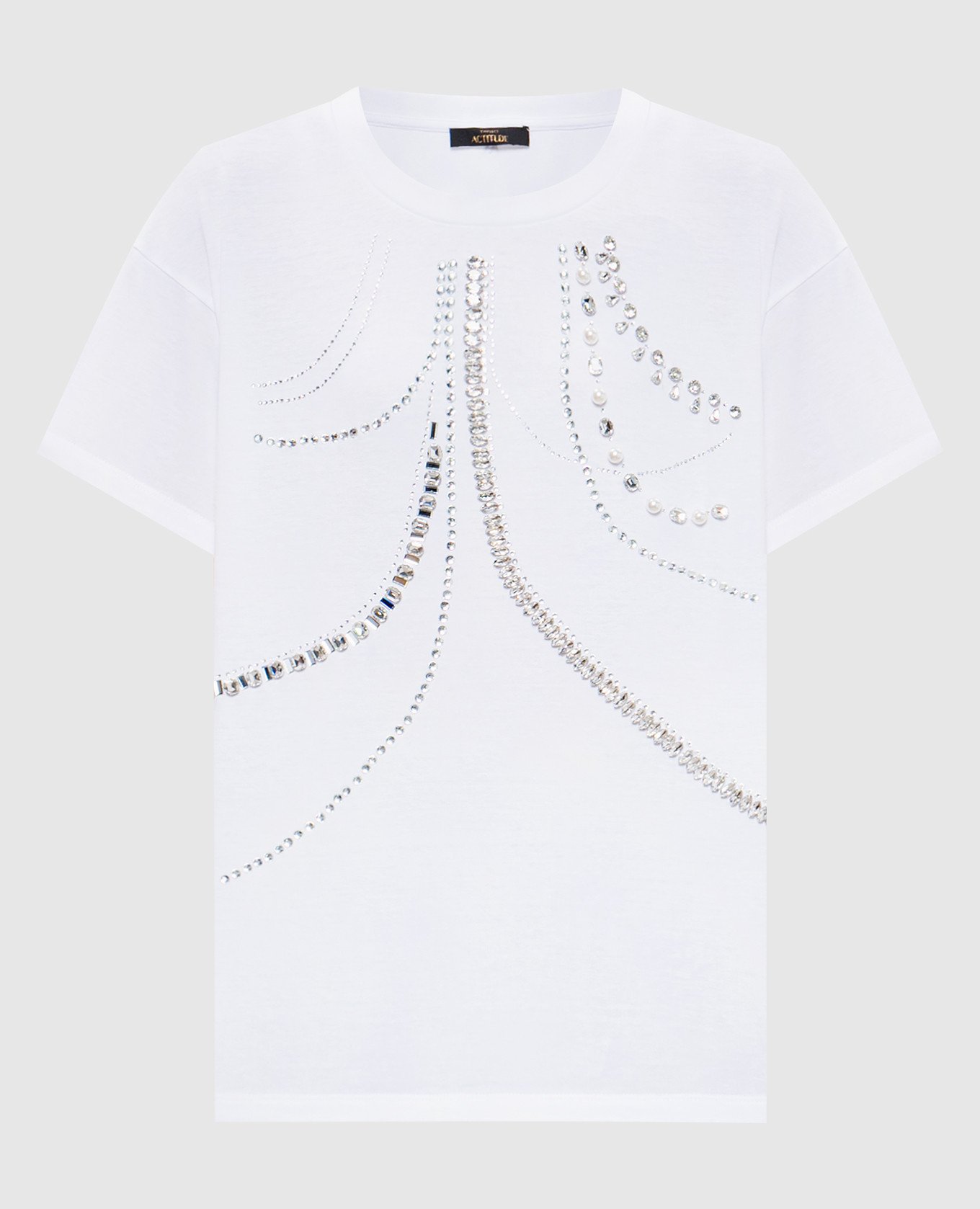 

White T-shirt with crystals Twinset Actitude