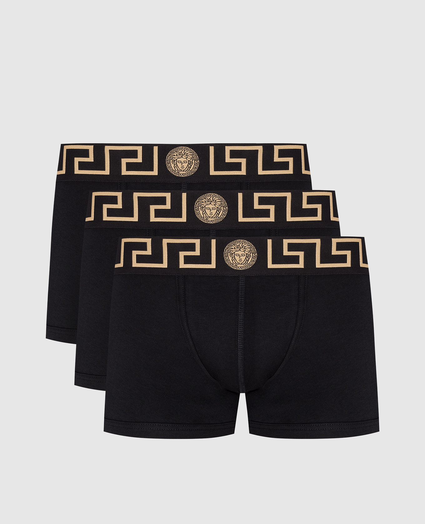 Set of black boxer briefs with logo pattern