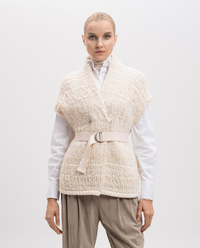 Brunello Cucinelli Patterned milk cardigan in cashmere and wool M6I603206