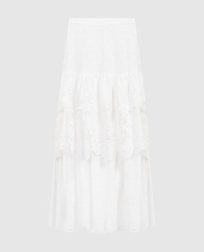 Max & Co White BELLI maxi skirt in broderie embroidery with frills BELLI